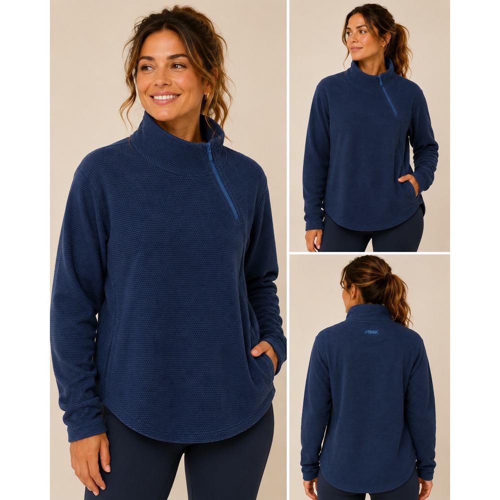 Mountain Khakis Navy Blue Waffle Knit Quarter Zip Fleece Pullover Small